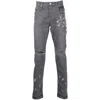 Purple Brand Distressed Paint-splatter Slim Fit Jeans