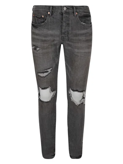 Purple Brand Distress Trousers In Faded Grey