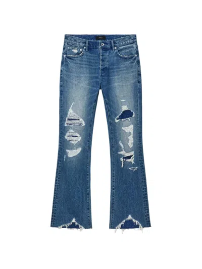 Purple Brand Distressed Bootcut Jeans In Blue