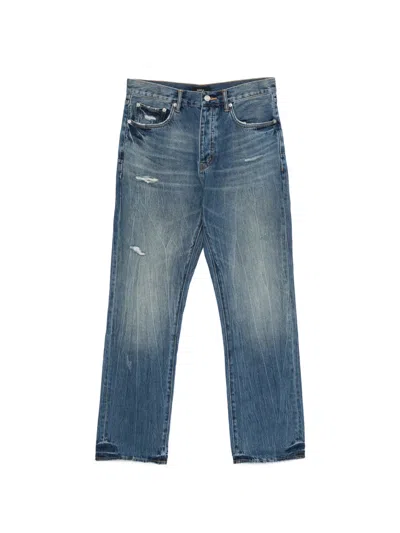 Purple Brand Distressed Bootcut Jeans In Blue