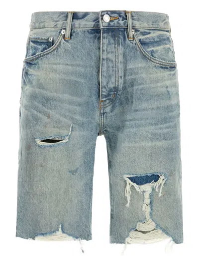 Purple Brand Distressed Denim Shorts In Blue