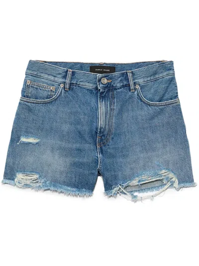 Purple Brand Distressed Denim Shorts In Blue