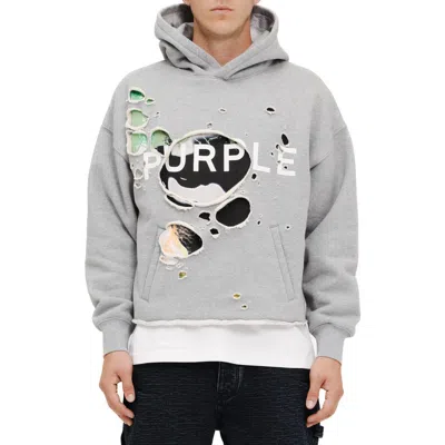 Purple Brand Distressed French Terry Hoodie In Heather