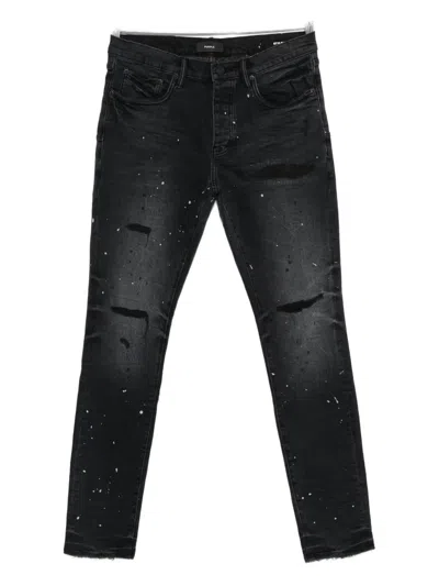 Purple Brand Distressed Splatter Denim In Black