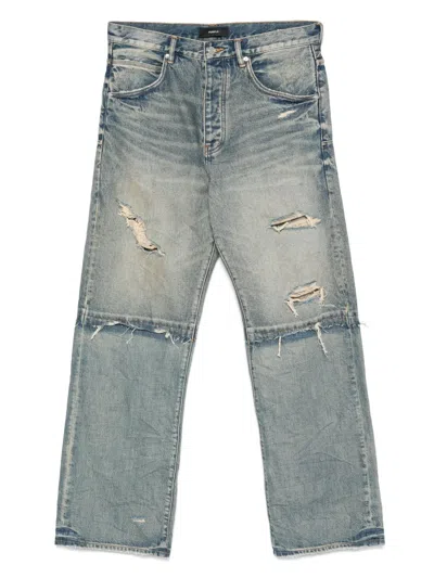 Purple Brand Distressed Wide-leg Jeans In Blue