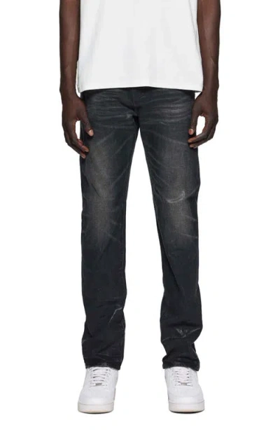 Purple Brand Double Dip Coated Slim Straight Leg Jeans In Black