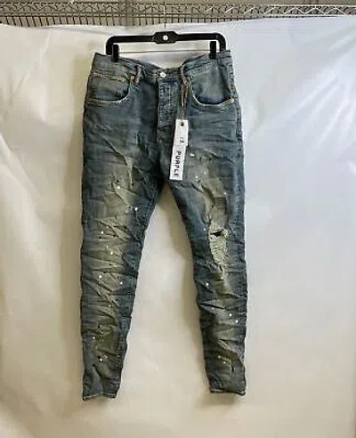 Pre-owned Purple Brand Double Panels Flare Destroy Men's Size 34 Mid Indigo