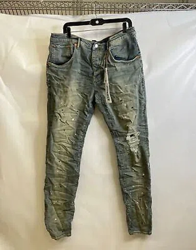 Pre-owned Purple Brand Double Panels Flare Destroy Men's Size 38 Mid Indigo