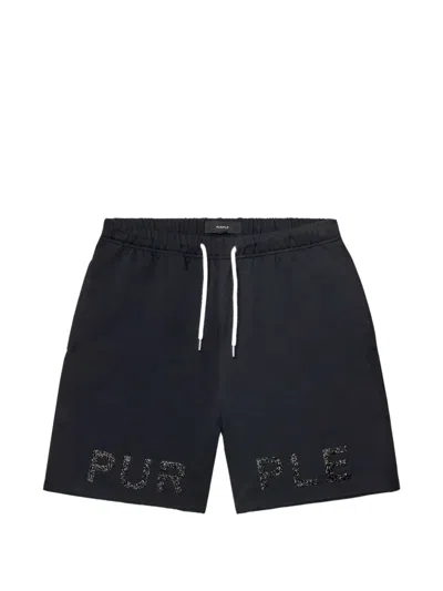 Purple Brand Drawstring Running Shorts In Black