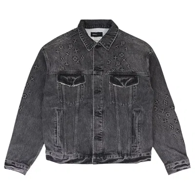 Pre-owned Purple Brand Embossed Denim Jacket 'black' | Women's Size M
