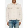 Purple Brand Embossed Denim Trucker Jacket In Khaki