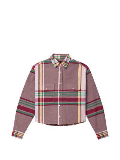 Purple Brand Fade Plaid Cropped Shirt In Pink