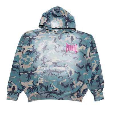 Pre-owned Purple Brand Faded Camo Hoodie 'all Over Print' | Blue | Men's Size S