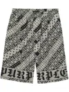 Purple Brand Flag Bandana Bermuda Shorts In Grey