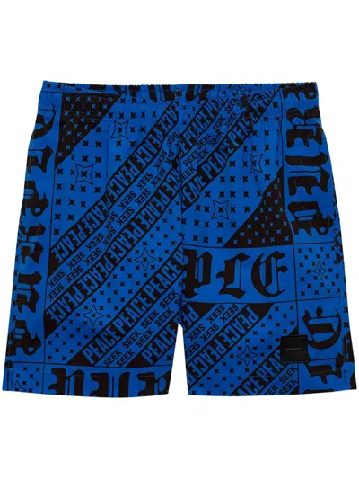 Purple Brand Flag Bandana Swim Shorts In Blue