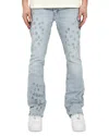 Purple Brand Flare Mono Embossed Jeans In Light Indigo In Blue