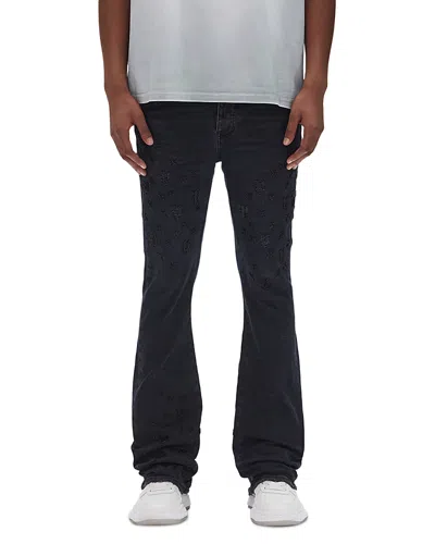 Purple Brand Flared Leg Beaded Monogram Jeans In Black