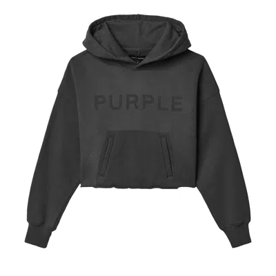 Pre-owned Purple Brand Fleece Raw Hem Hoodie 'black' | Women's Size Xs