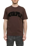 Purple Brand Flocked Logo Heavyweight Cotton Graphic T-shirt In Brown