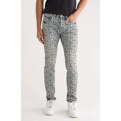 Purple Brand Flocked Wordmark Skinny Jeans In Gray