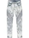 Purple Brand Light Crackle Paint With Foil Indigo Skinny Jeans In Grey
