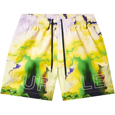 Pre-owned Purple Brand Force Majeure Swim Shorts 'yellow Green' | Multi-color | Men's Size L