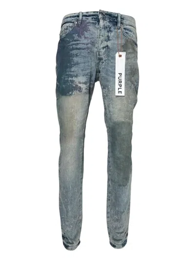 Purple Brand Fossil-print Jeans In Blue