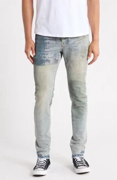 Purple Brand Fossil Print Skinny Jeans In Blue