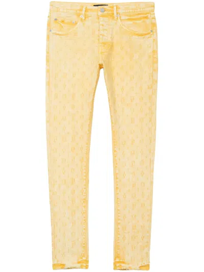Purple Brand Slim-fit-jeans Mit Jacquardmuster In Gelb