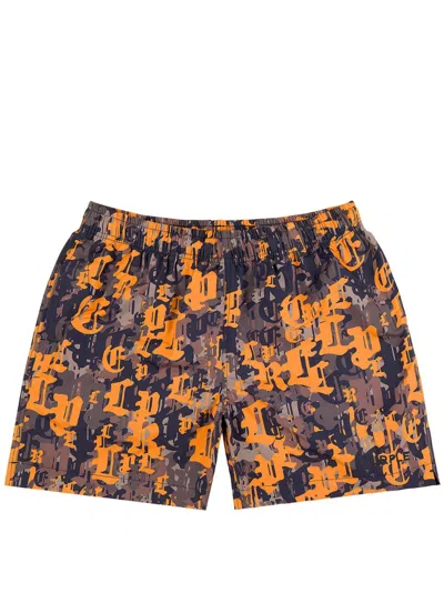Purple Brand Gothic Camo Shorts In Orange