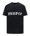 Purple Brand Black Crewneck T-shirt With Logo Lettering On The Front In Cotton Man In Black