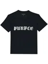 Purple Brand Black Crewneck T-shirt With Logo Lettering On The Front In Cotton Man In Black