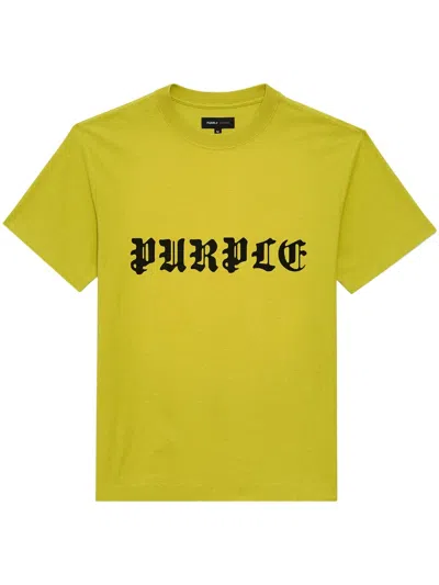 Purple Brand Gothic Wordmark Cotton T-shirt In Green