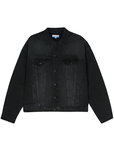 Purple Brand Graphic-panel Denim Jacket In Black