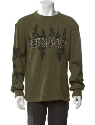Pre-owned Purple Brand Graphic Print Crew Neck Pullover In Green