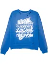 Purple Brand Graphic-print Distressed Cotton Sweatshirt In Blue