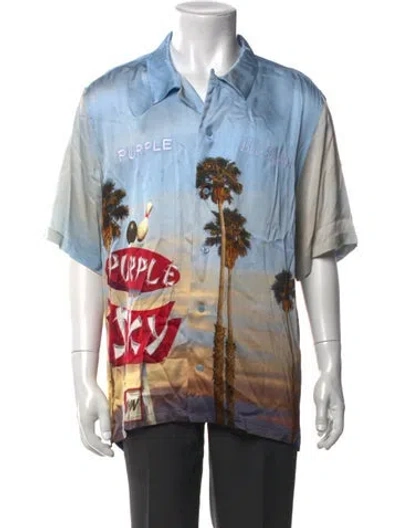 Pre-owned Purple Brand Graphic Print Short Sleeve Shirt In Blue