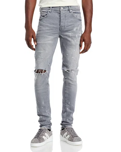 Purple Brand Gray Knee Slit Skinny Jeans In Worn Gray Knee Slit