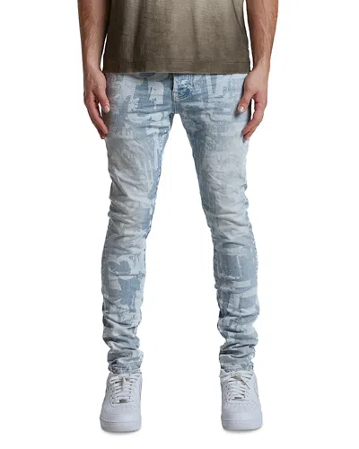 Purple Brand Grunge Print Skinny Jeans In Light Indigo