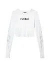 HALF & HALF FLAMES LONG SLEEVE LOGO-PRINT CROPPED T-SHIRT