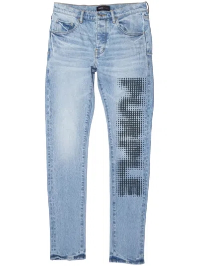Purple Brand Halftone Wordmark Jeans In Blue