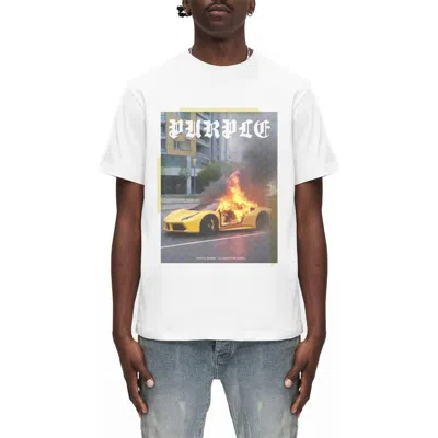 Purple Brand Heavyweight Cotton Graphic T-shirt In White