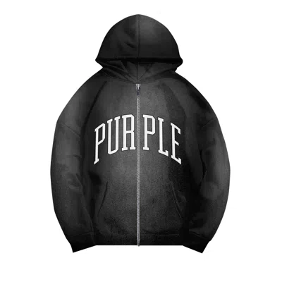 Pre-owned Purple Brand Heavyweight Fleece Full Zip Hoodie 'black'