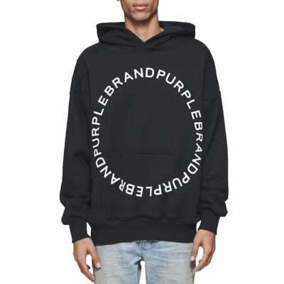Purple Brand Heavyweight Fleece Po Circle Wordmark Hoodie In Black
