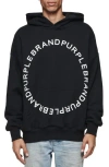 Purple Brand Heavyweight Fleece Po Circle Wordmark Hoodie In Black In Black