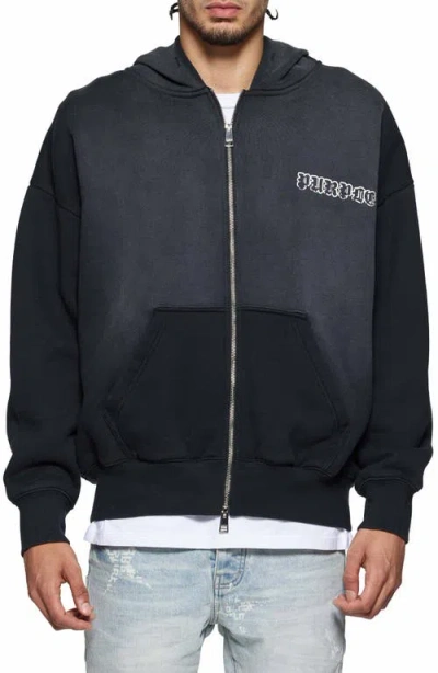 Purple Brand Heavyweight Fleece Zip Hoodie In Black