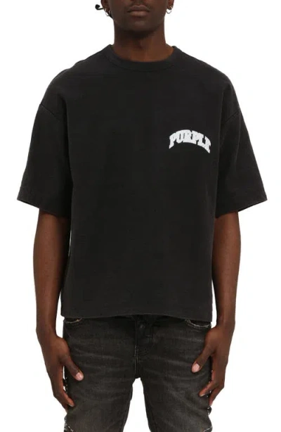 Purple Brand Heavyweight Textured Cotton Jersey Graphic T-shirt In Black