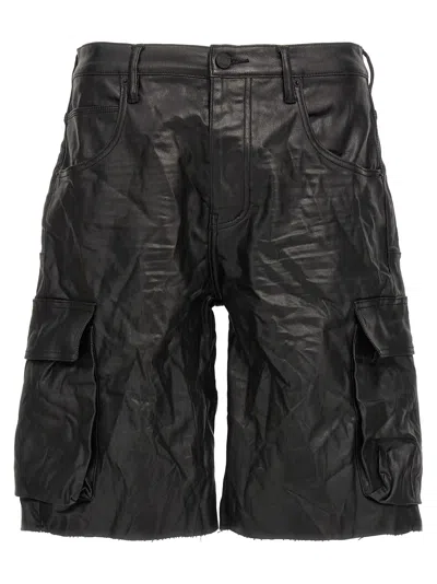Purple Brand High Shine Cargo Bermuda Shorts In Black