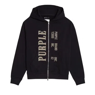 Pre-owned Purple Brand History 2 Way Zip Hoodie 'wash Black'