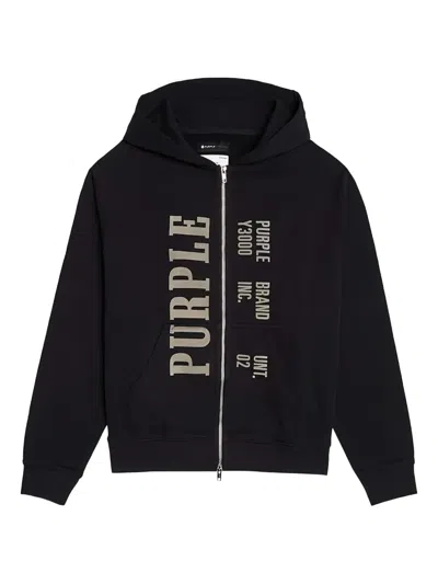 Purple Brand History Two-way Zip-up Hoodie In Black